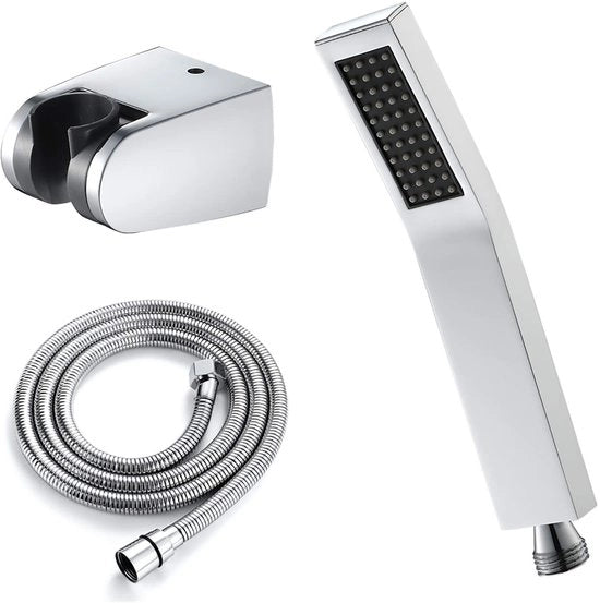 Kit di doccia con tubo e supporto per doccetta in acciaio inox, set di doccia con doccetta a getto d'acqua a basso consumo, doccetta anticalcare con regolazione di getto.