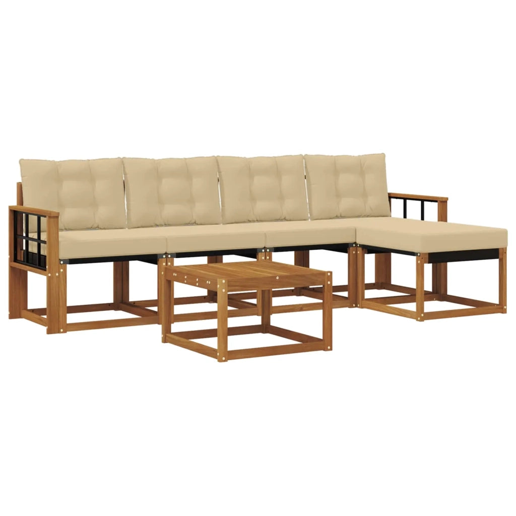 Set di divani da esterno con cuscino 6 pcs Naturale e Beige