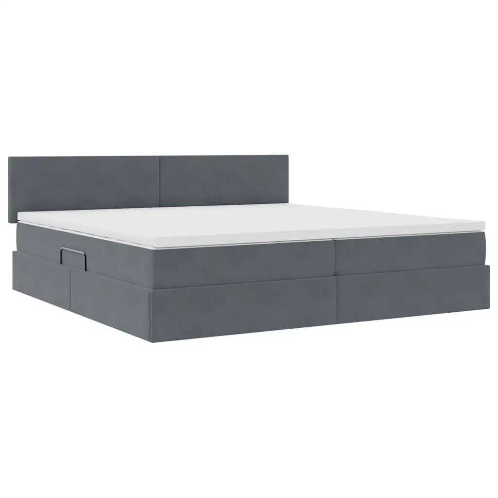 Letto con contenitore LED e materasso Grigio Scuro 200 x 200 cm