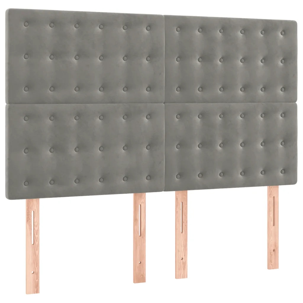 Giroletto a Molle con Materasso Grigio Chiaro 140x190cm Velluto