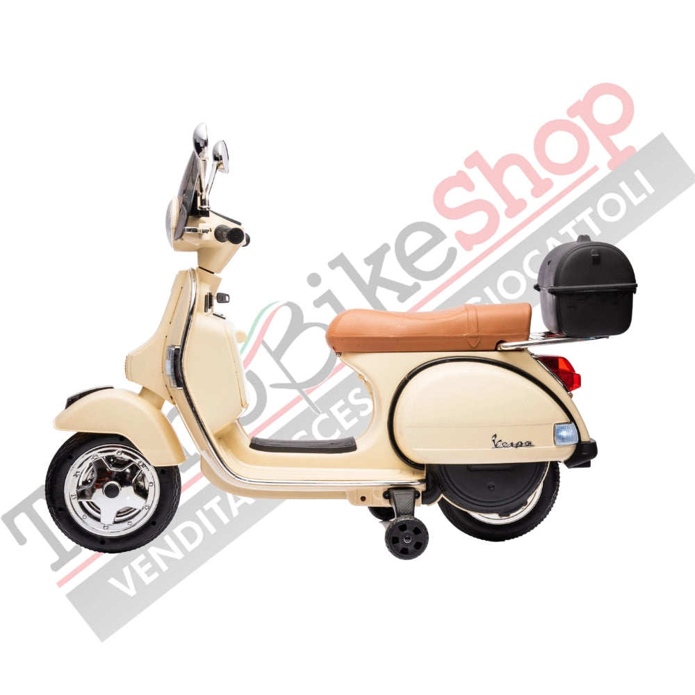 Moto Scooter Elettrico per Bambini Piaggio VESPA PX150 FULL con Parabrezza e Bauletto 12V-Avorio