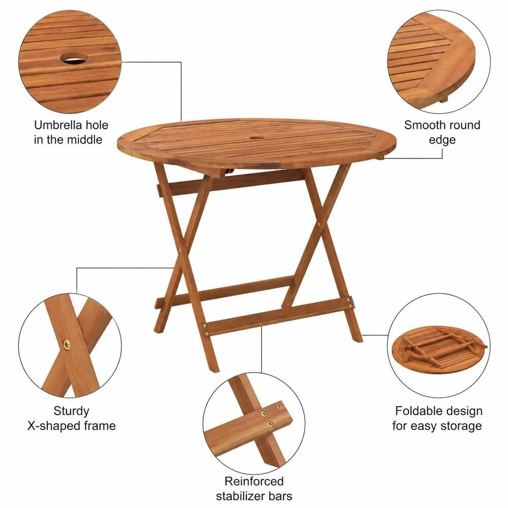 Folding Garden Table 90x75 Cm Solid Acacia Wood