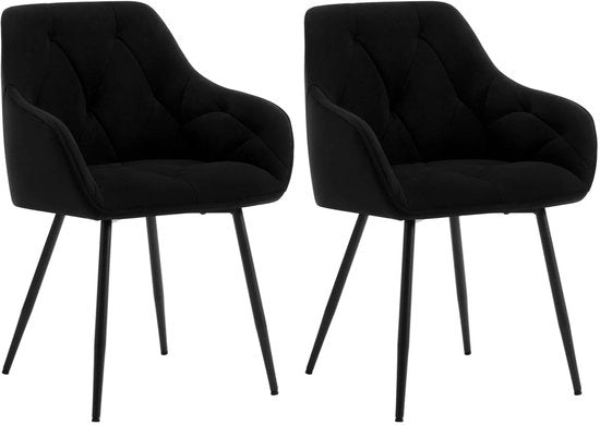 Sedie da pranzo - Sedile - Set di sedie da pranzo da 2 - Sedie da cucina - Sedile da personalizzare - Design moderno - Salotto - Sedie in velluto nero