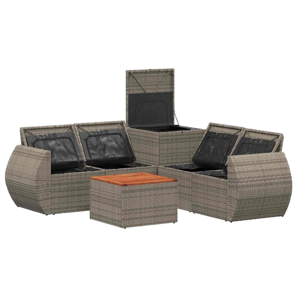 Set di divani 6 pz Grigio e Blu Navy Rattan sintetico e Acciaio 3447519
