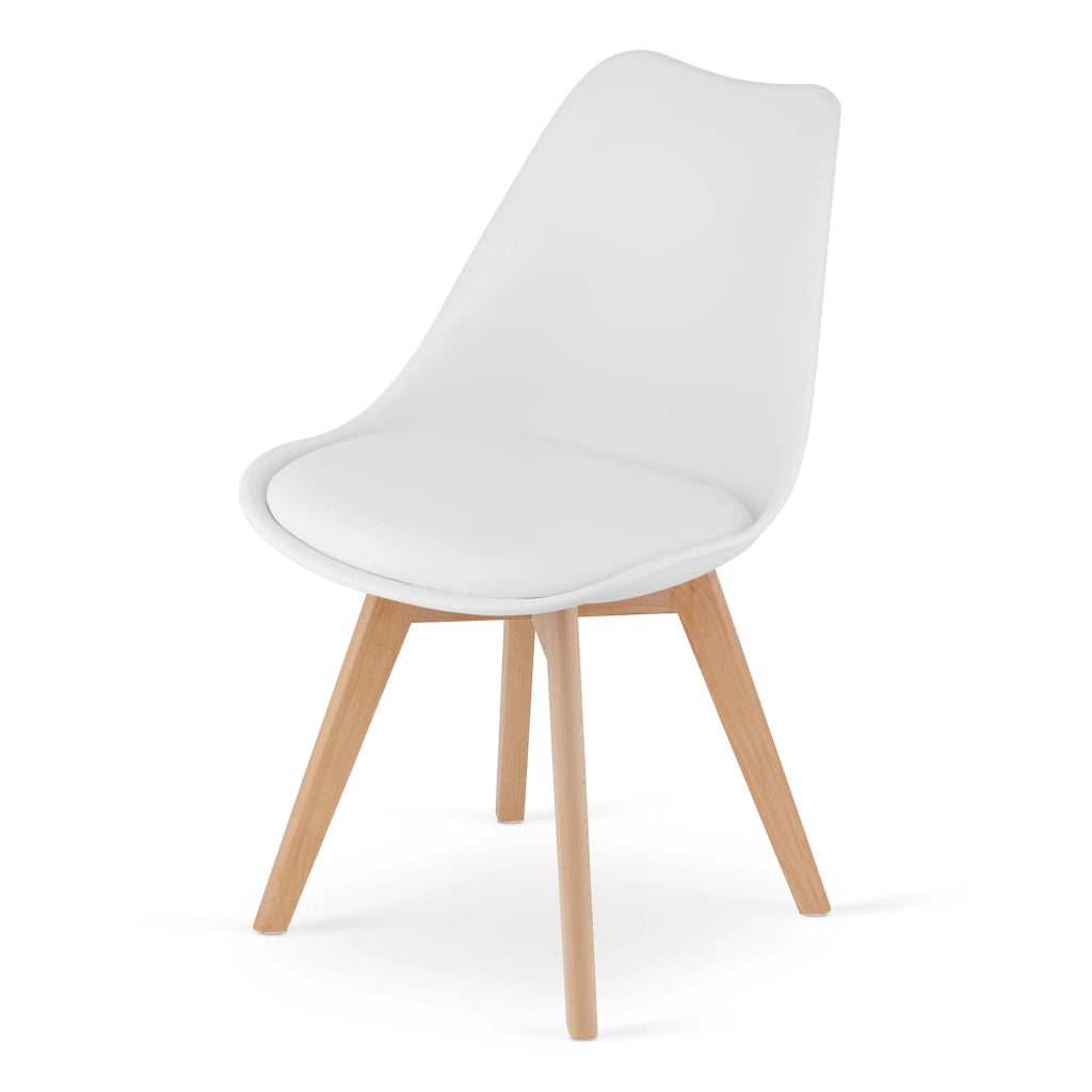 Sedie Valora RIKX bianche con cuscino e gambe in legno x2