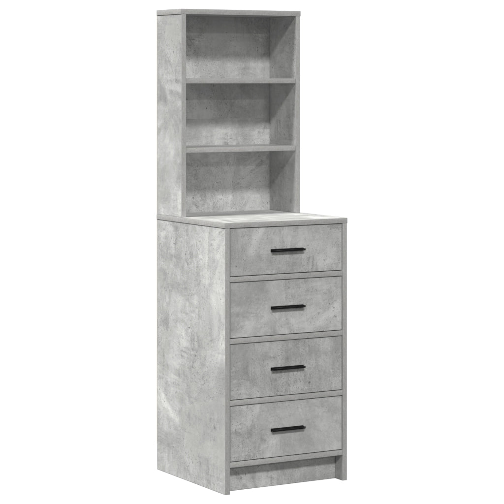 Set di 2 Pezzi di Vanity con LED Grigio Cemento in Legno Ingegnerizzato