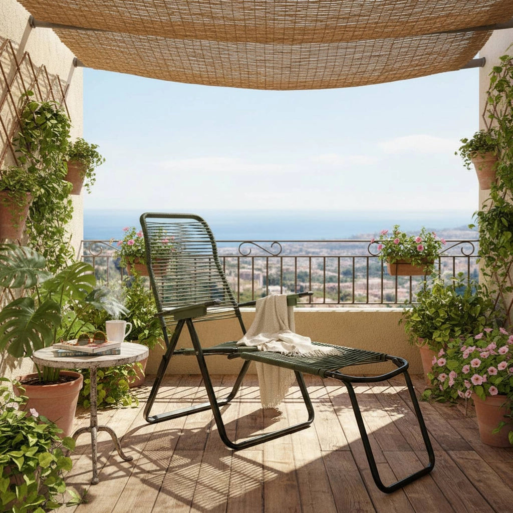 Marvin Sdraio Cordonata con Poggiapiedi Sedia a Sdraio da Giardino Filo in Pvc Pieghevole Metallo Poltrona Relax d Verde