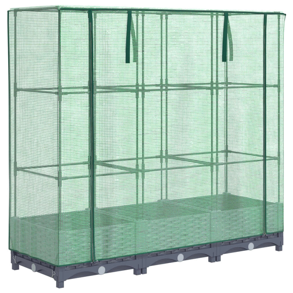 Aiuola rialzata/fioriera con copertura effetto rattan 120 x 40 x 123 cm blu/grigio 02_0038732