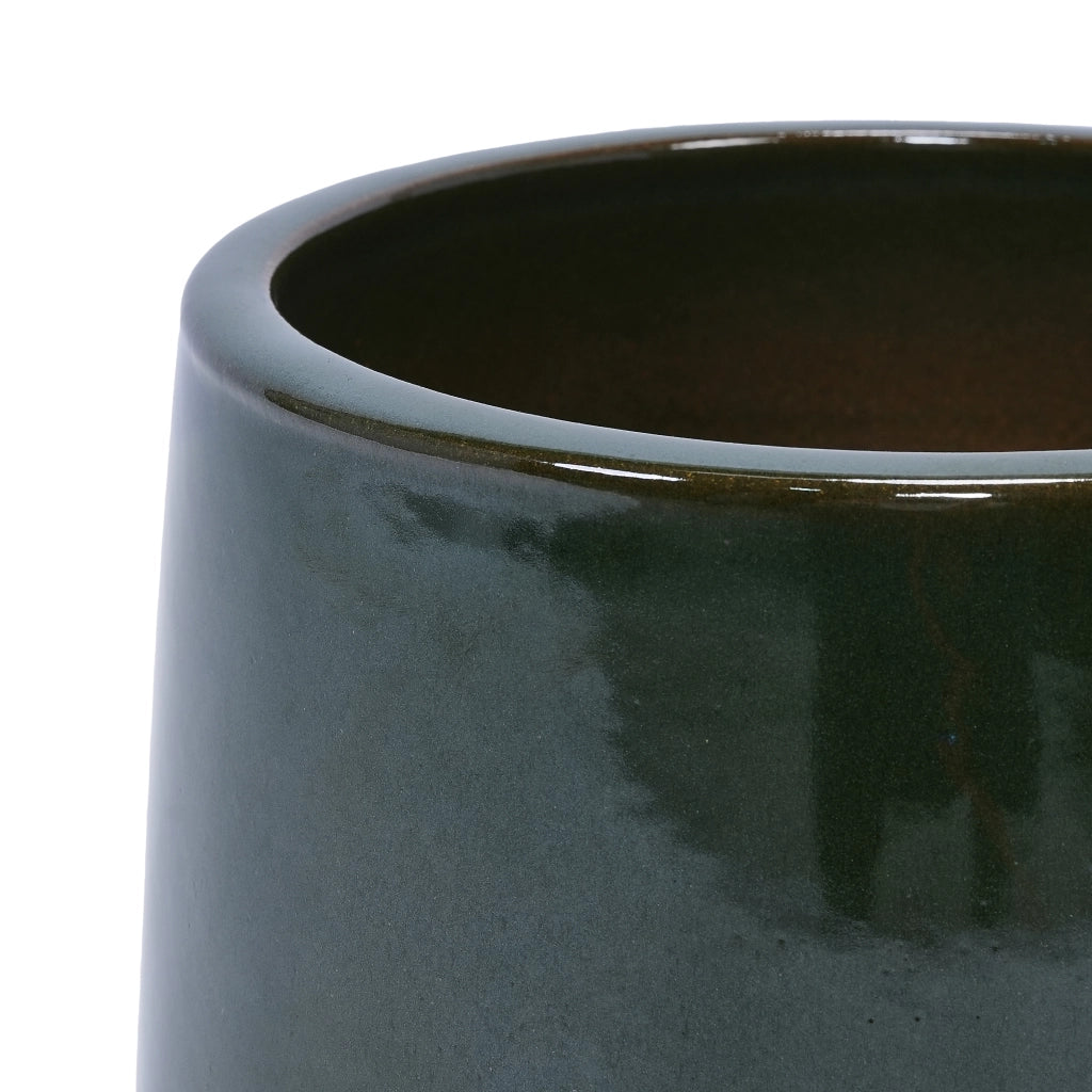 VASO FIORIERA in ceramica verde antico lucido con foro di drenaggio