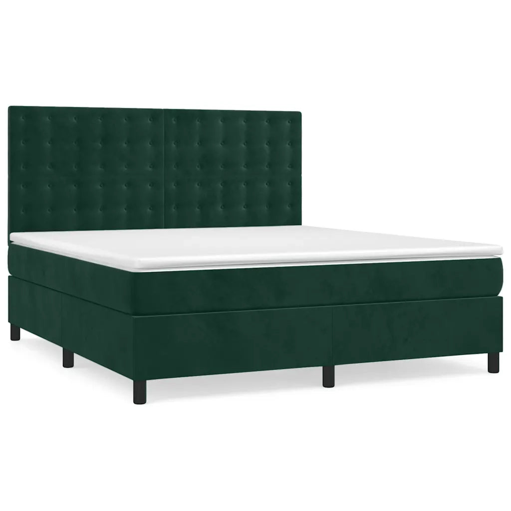 Giroletto a Molle con Materasso Verde Scuro 180x200 cm Velluto 3143280