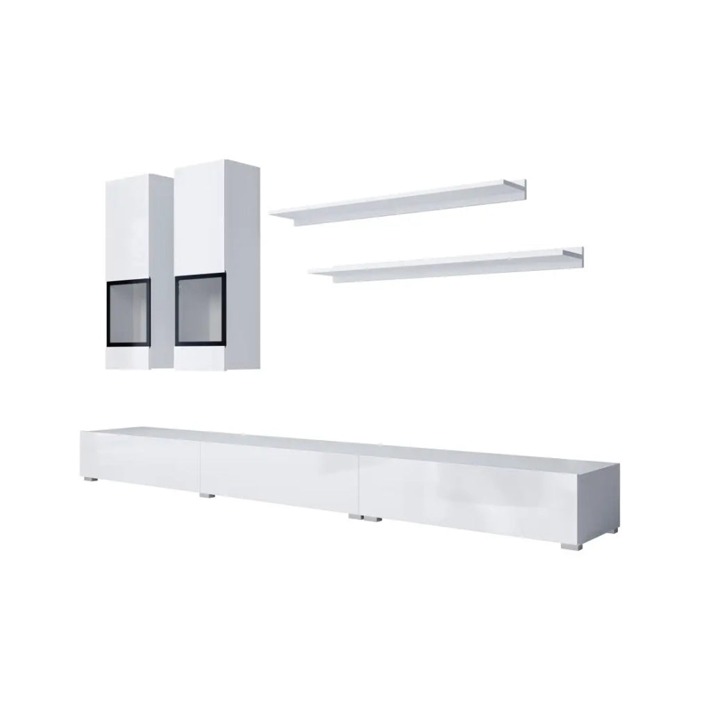 Set di 7 mobili da salotto collezione RAMOS. Colore bianco lucido.