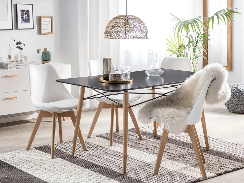 Tavolo da pranzo in legno chiaro piano Nero 140 x 80 cm moderno scandinavo