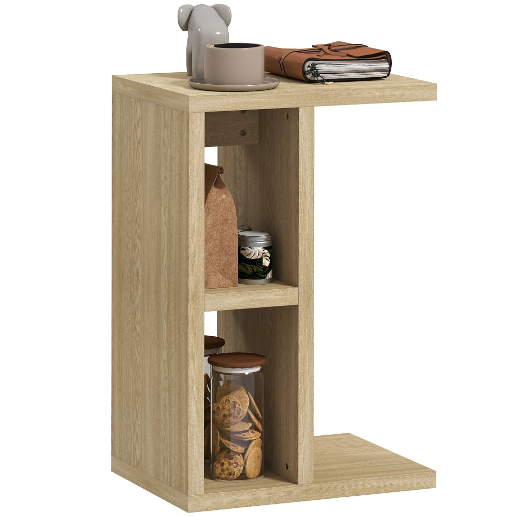 Tavolino a C con 2 ripiani aperti ¨C Zephmum ¨C 40x29.8x60 cm, effetto rovere