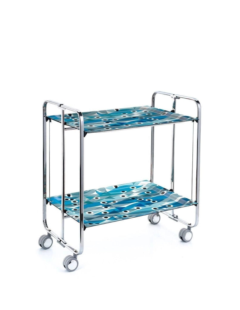 Carrello da cucina pieghevole cromato con ruote BAUHAUS 2 ripiani