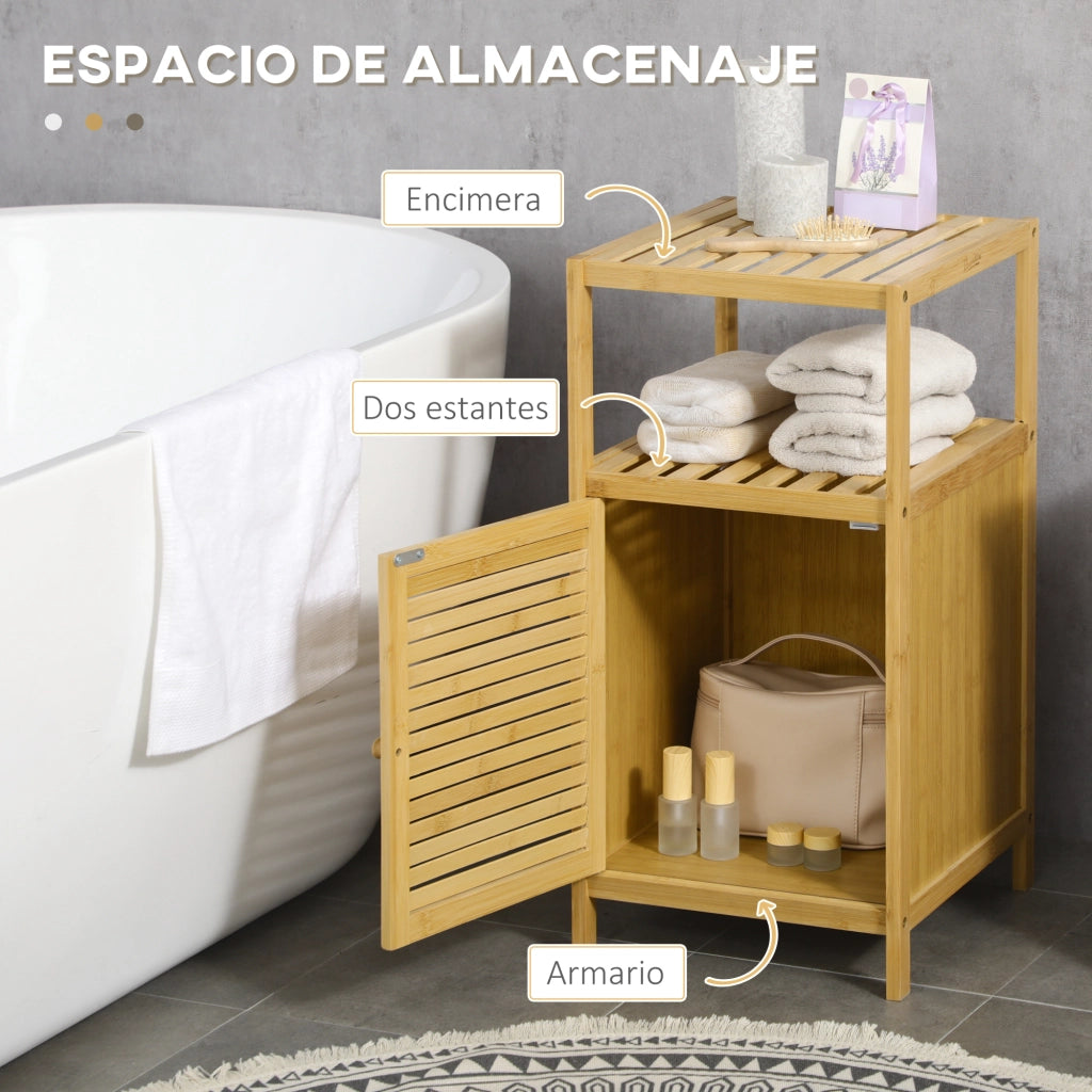 Mobile da bagno in bamb¨´ con ante e ripiani ¨C zephmum ¨C 33x36,5x67 cm naturale