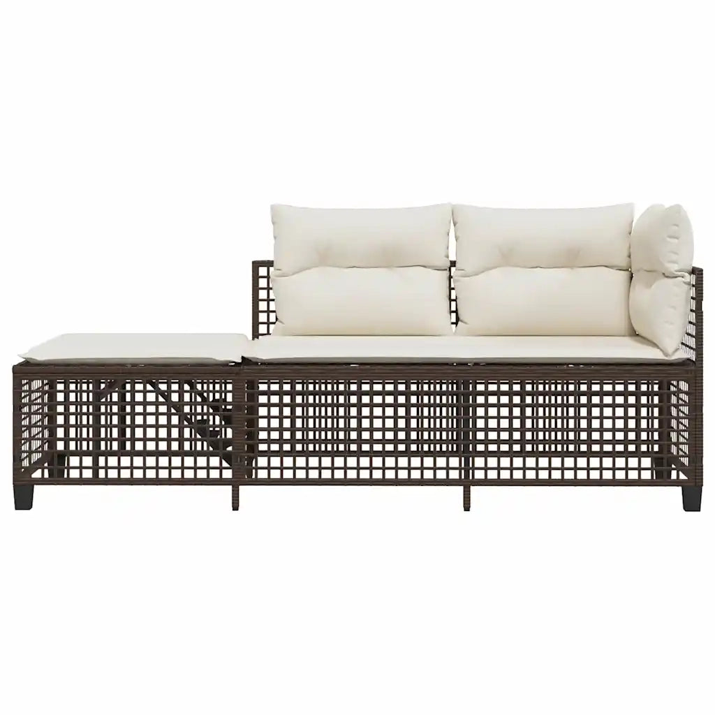 Set Divani ad Angolo 3 pz con Cuscini in Polyrattan Marrone