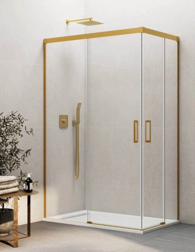Box doccia ingresso angolare 2+2 THALASSA (BASIC) 80x80 cm Oro vetro trasparente
