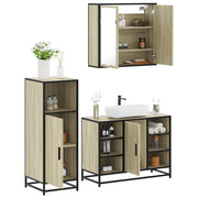 Set Mobili da Bagno 3 pz Rovere Sonoma in Legno Multistrato