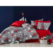 Completo letto - 1 copripiumino 220 x 240 cm + 2 federe 60 x 60 cm - 100% poliestere microsatin - Grigio