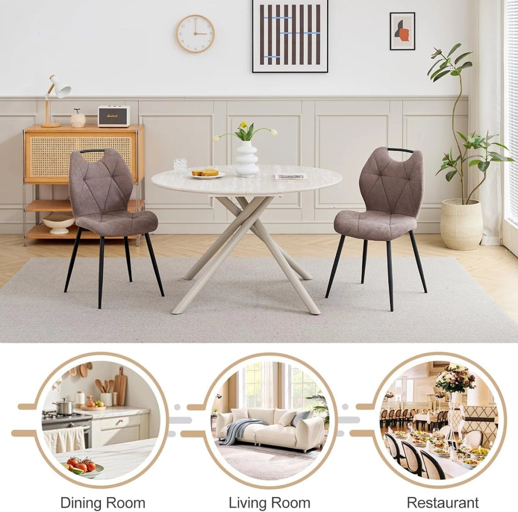 GrandCA HOME Tavolo da Pranzo Rotondo Moderno da Cucina da 115 CM, Piano in MDF con Gambe a Croce in Metallo Stabili, Adatto Per Sale da Pranzo,Appartamenti（Grigio）