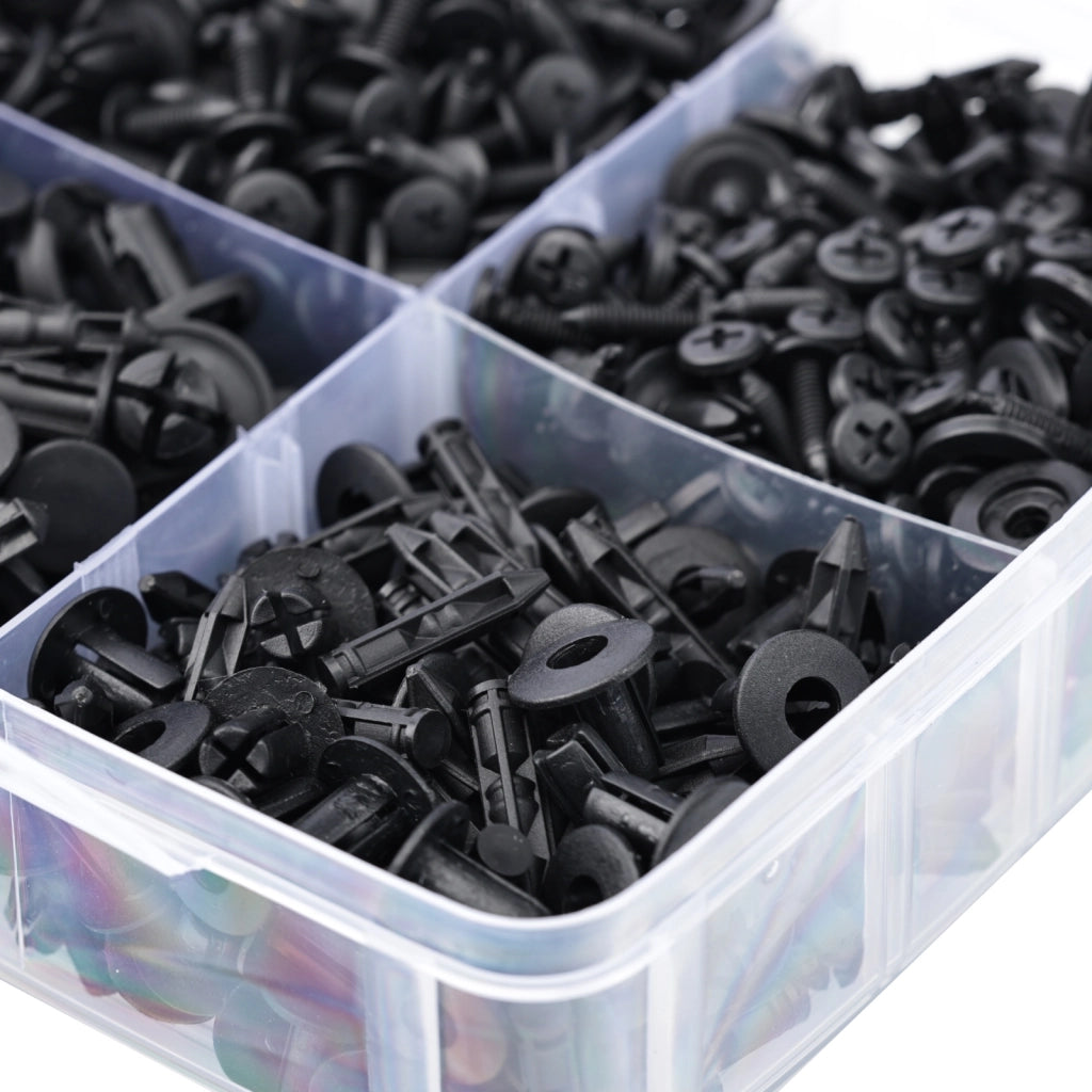 Set di Rivetti Auto Rosfix – 650 Pezzi in Scatola di Plastica | Nylon Resistente, Varie Dimensioni
