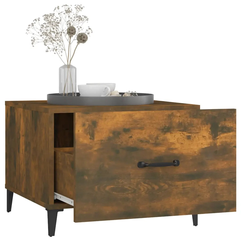 2 pz Tavolini da salotto | Tavolino da caff¨¨ | Tavolino da Soggiorno Gambe in Metallo Rovere Fumo 50x50x40cm