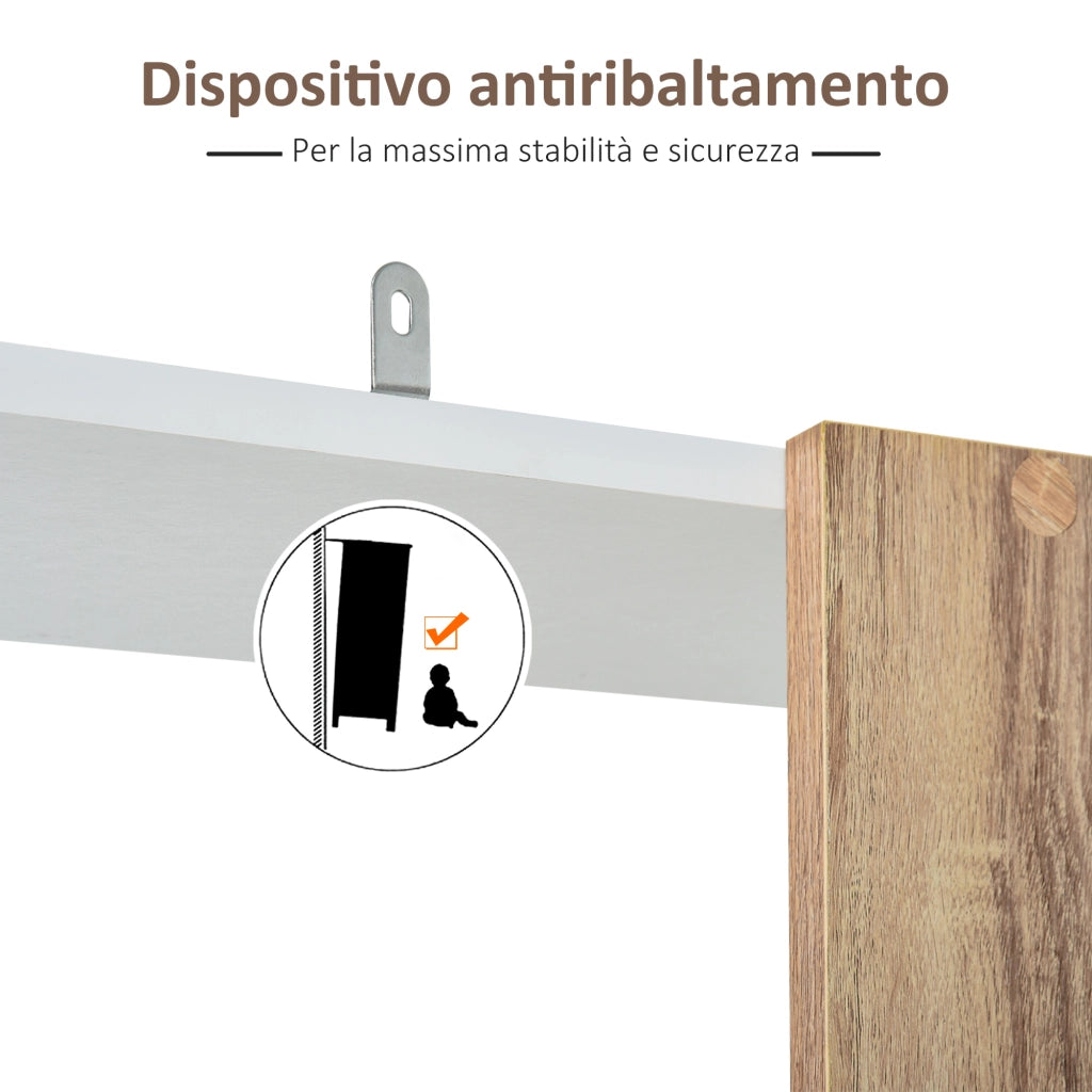 Libreria a 5 Ripiani in Legno ¨C Zephmum ¨C Rovere e Bianco 45x21x170 cm
