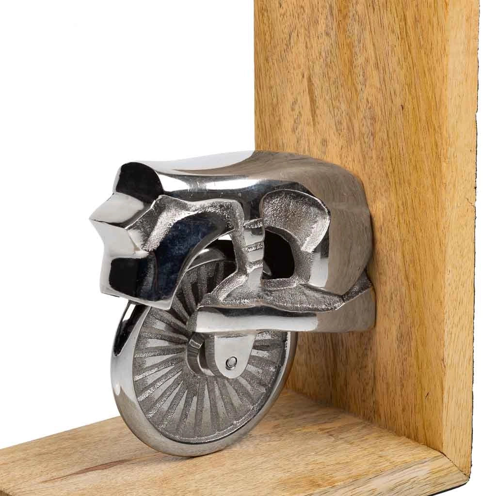 Fermalibri legno e alluminio argentato 30x10x17h