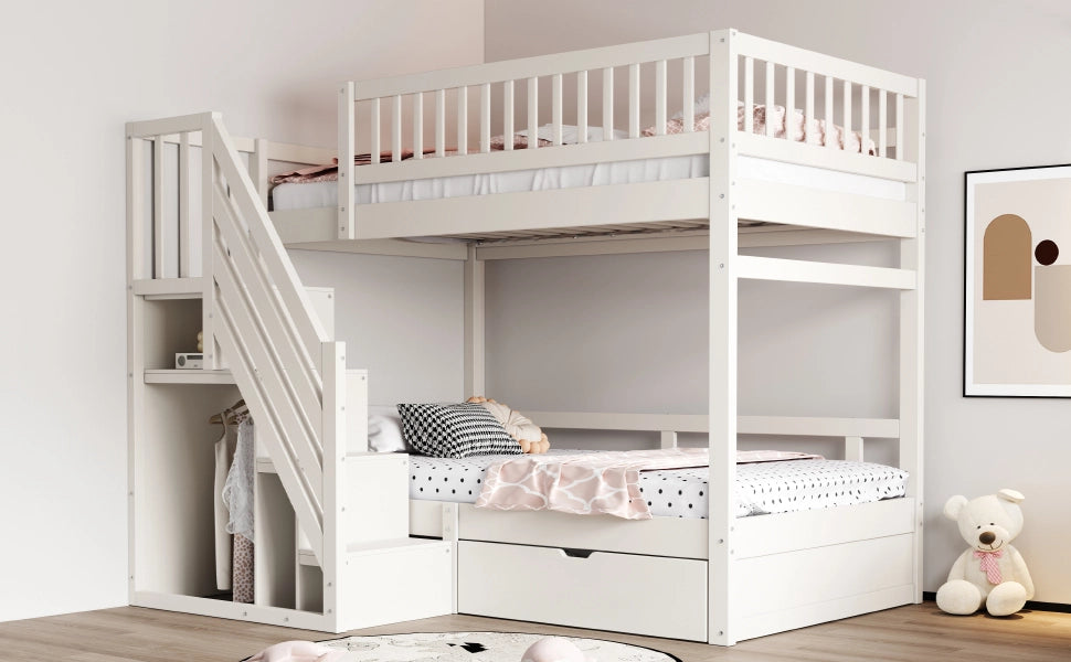 Letto a castello funzione contenitore legno bianco 90x200 cm