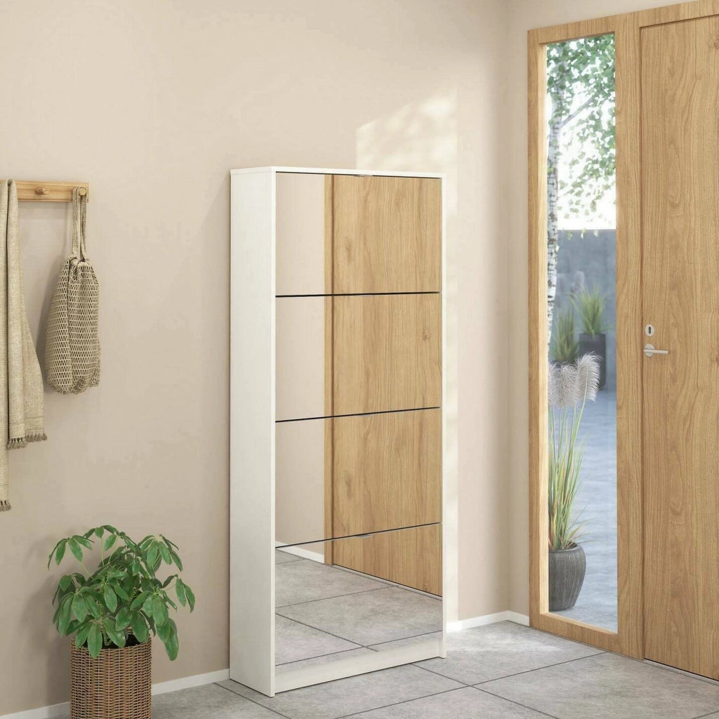 Scarpiera Aepytus, Mobile portascarpe, Armadio da ingresso multiuso, Mobiletto per calzature, 70x24 h162 cm, Bianco