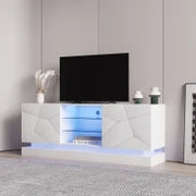 Mobile TV Moderno Lucido con Mensola, Ripiani in Vetro Regolabili e Cerniere Silenziose, 160x38.5x60 cm, Bianco