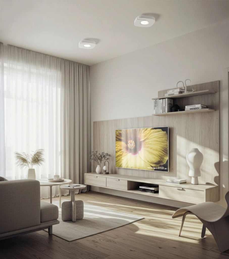 SARDIS Lampada da soffitto 1 luce attacco GX53 in gesso bianco con rifinitura Bronzo satinato