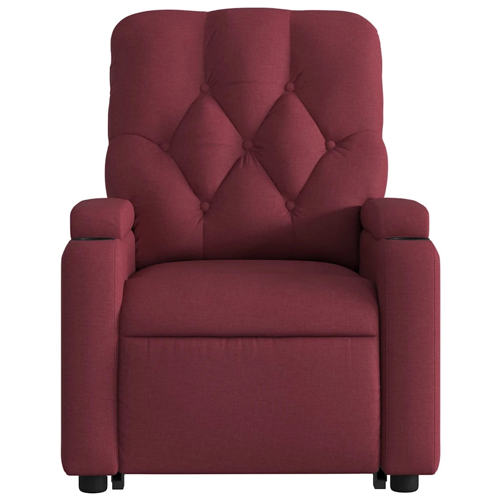 Poltrona Alzapersona Massaggiante Elettrica Rosso Vino Tessuto 3204749