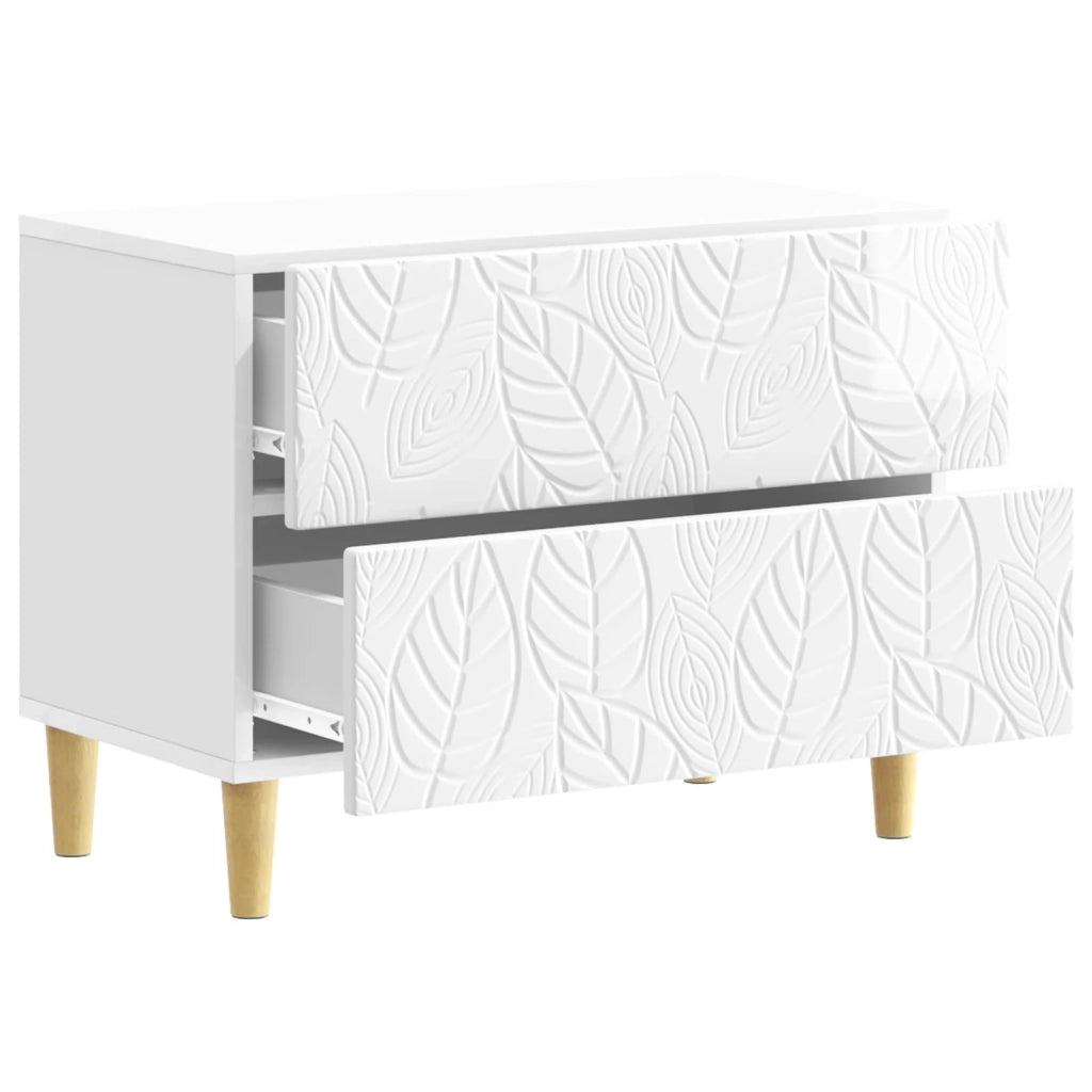 Comodino Bianco Lucido 62 x 34,5 x 48 cm Legno ingegnerizzato