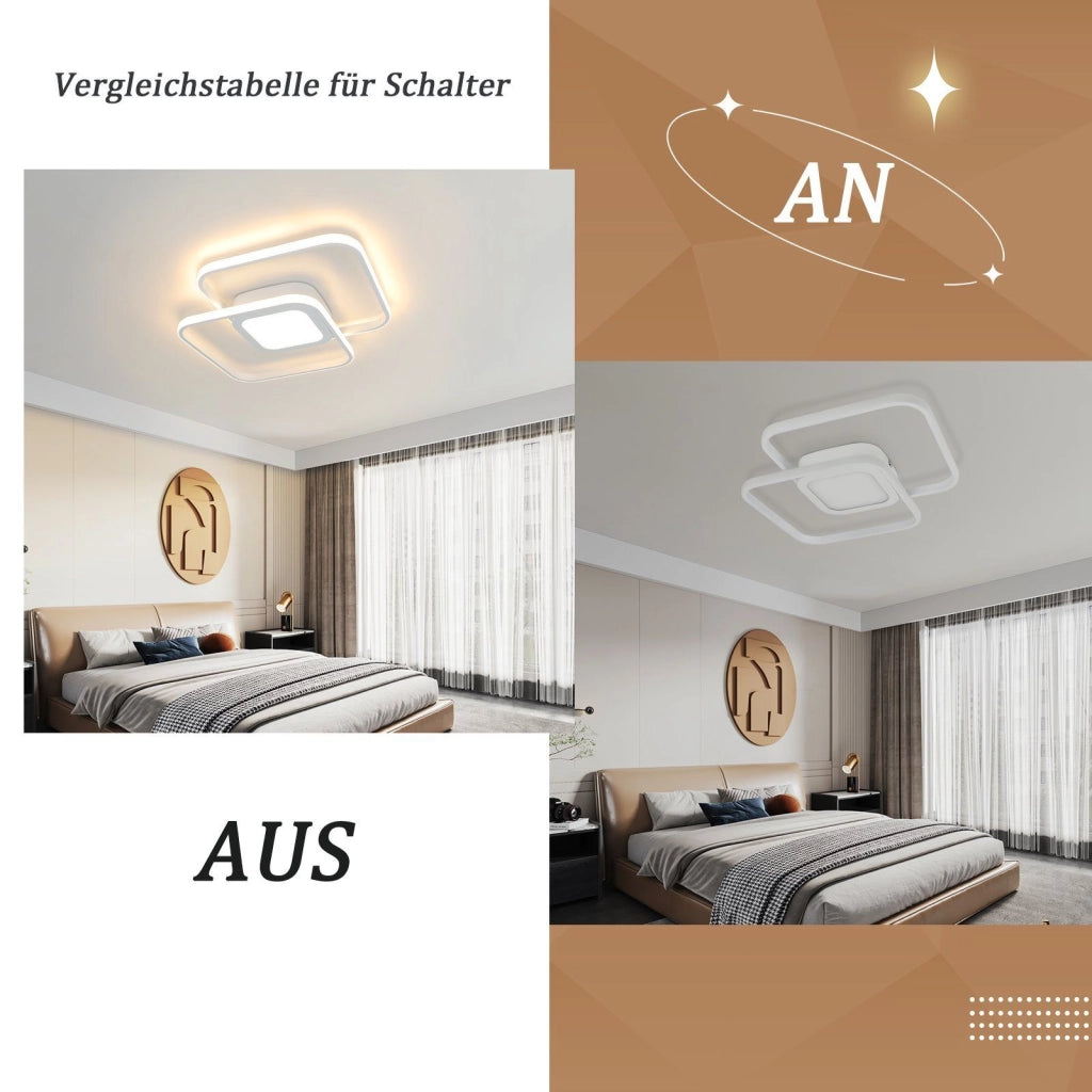 ZMH Lampada da soffitto LED Bianco 48W Quadrato  dimmerabile Classico con telecomando
