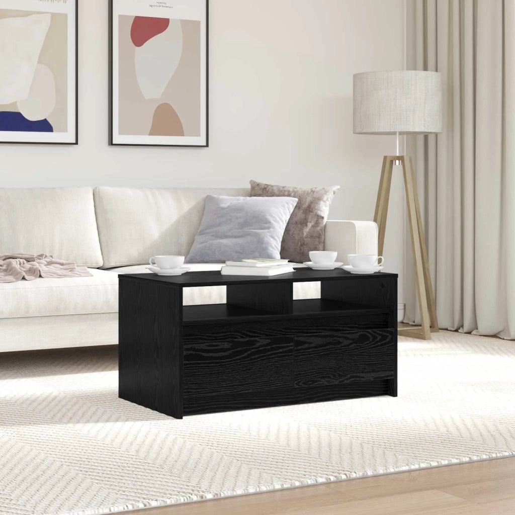 Tavolino da salotto con cassetto Rovere Nero 90 x 50 x 45 cm