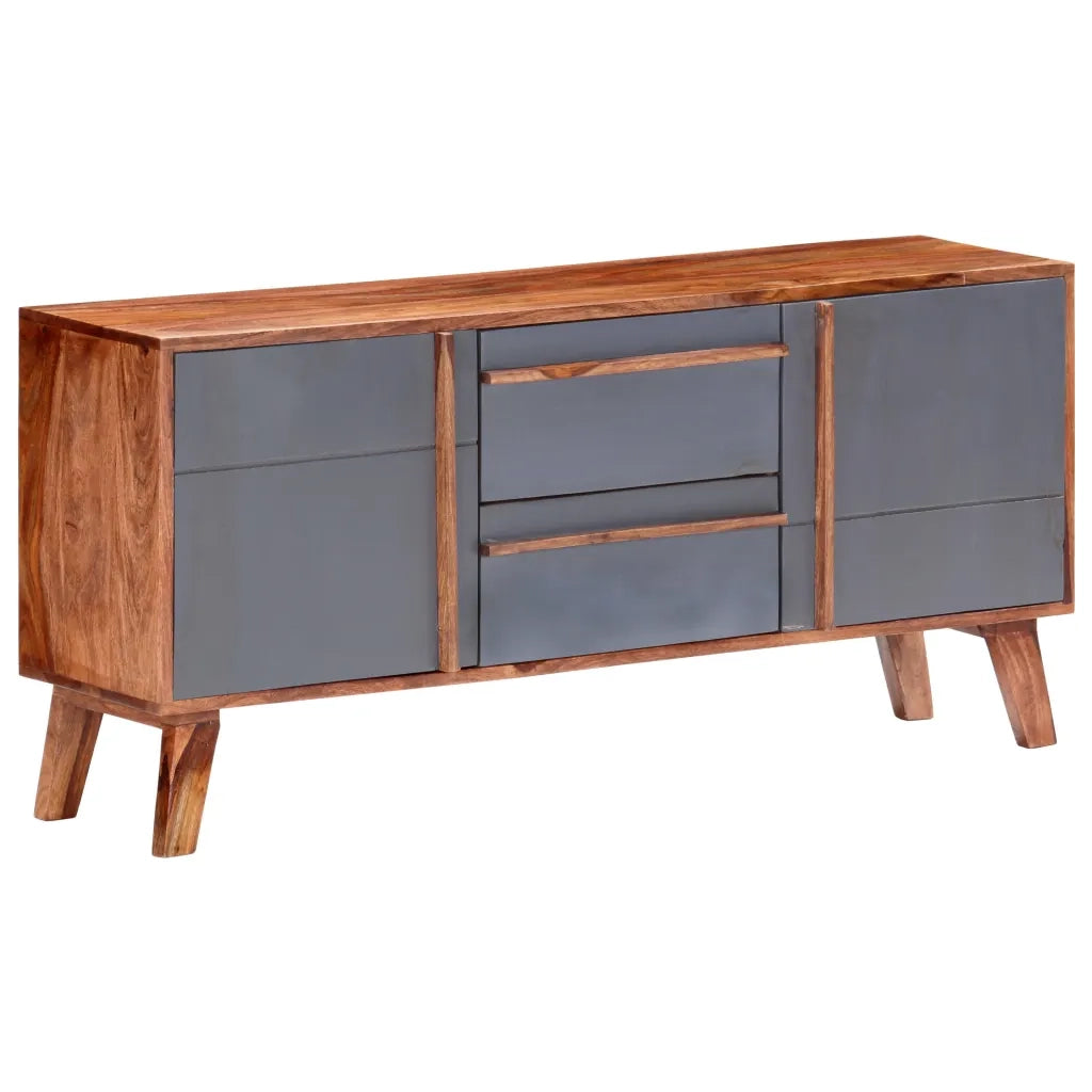 Credenza Grigia 120x30x55 cm in Legno Massello di Sheesham