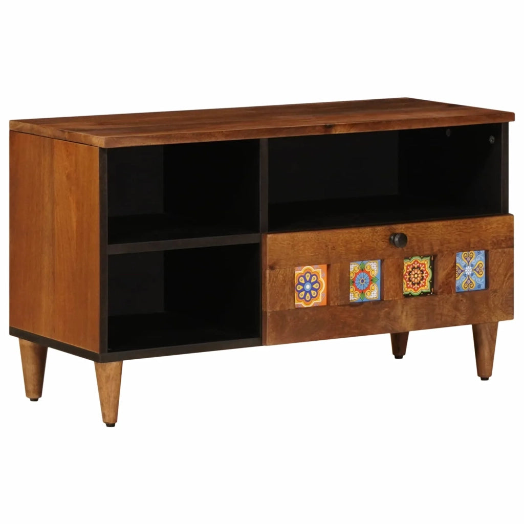 Mobile TV Noce 80 x 33 x 46 cm Legno di mango massello