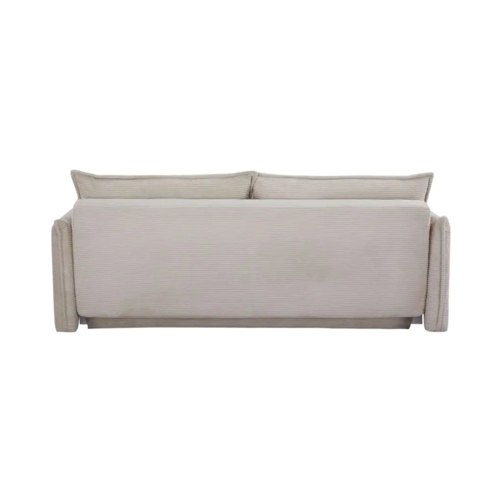 Divano dritto CALDERO beige convertibile con contenitore – Divano letto in velluto a coste con spazio di stoccaggio integrato