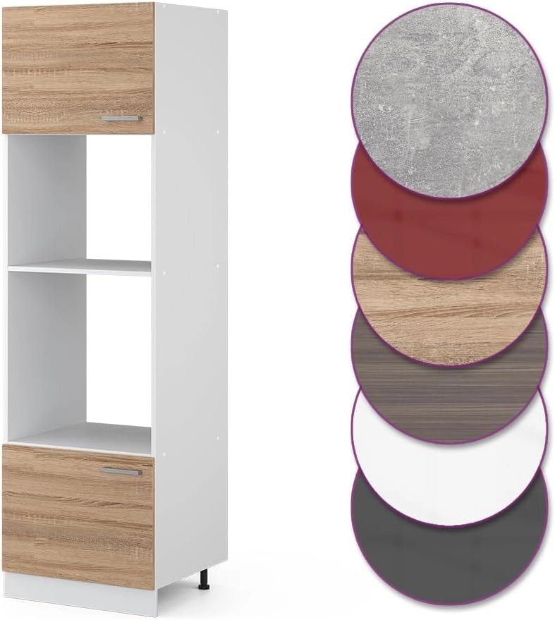 Mobile cucina microonde R-Line, Sonoma, 60 cm, per la libera combinazione all'interno di sistemi cucina modulari