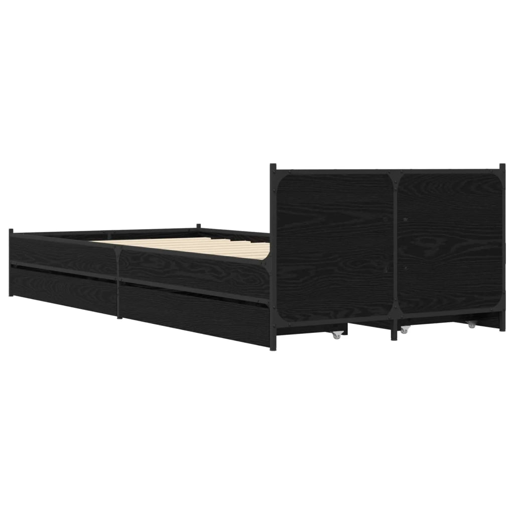 Struttura letto con testata con ruota Rovere Nero 80 x 200 cm 3429697