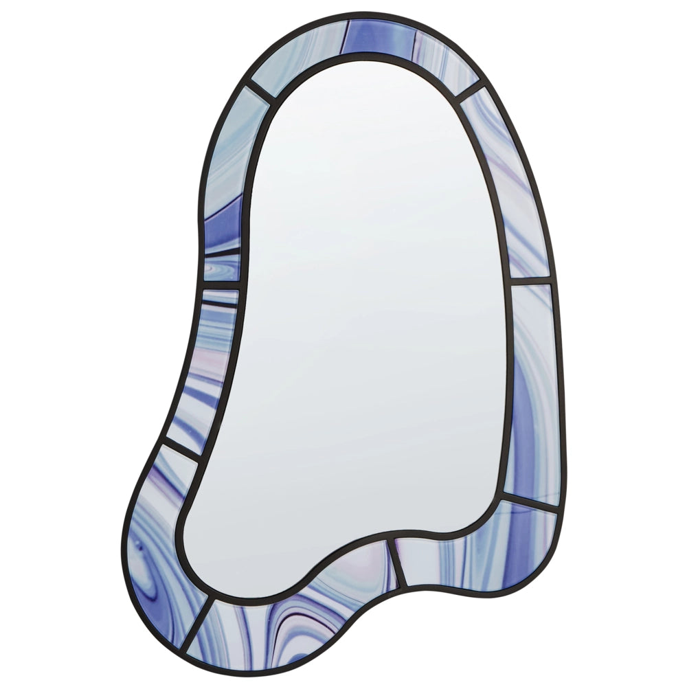 Specchio da parete di forma irregolare e rotonda in vetro viola stile moderno