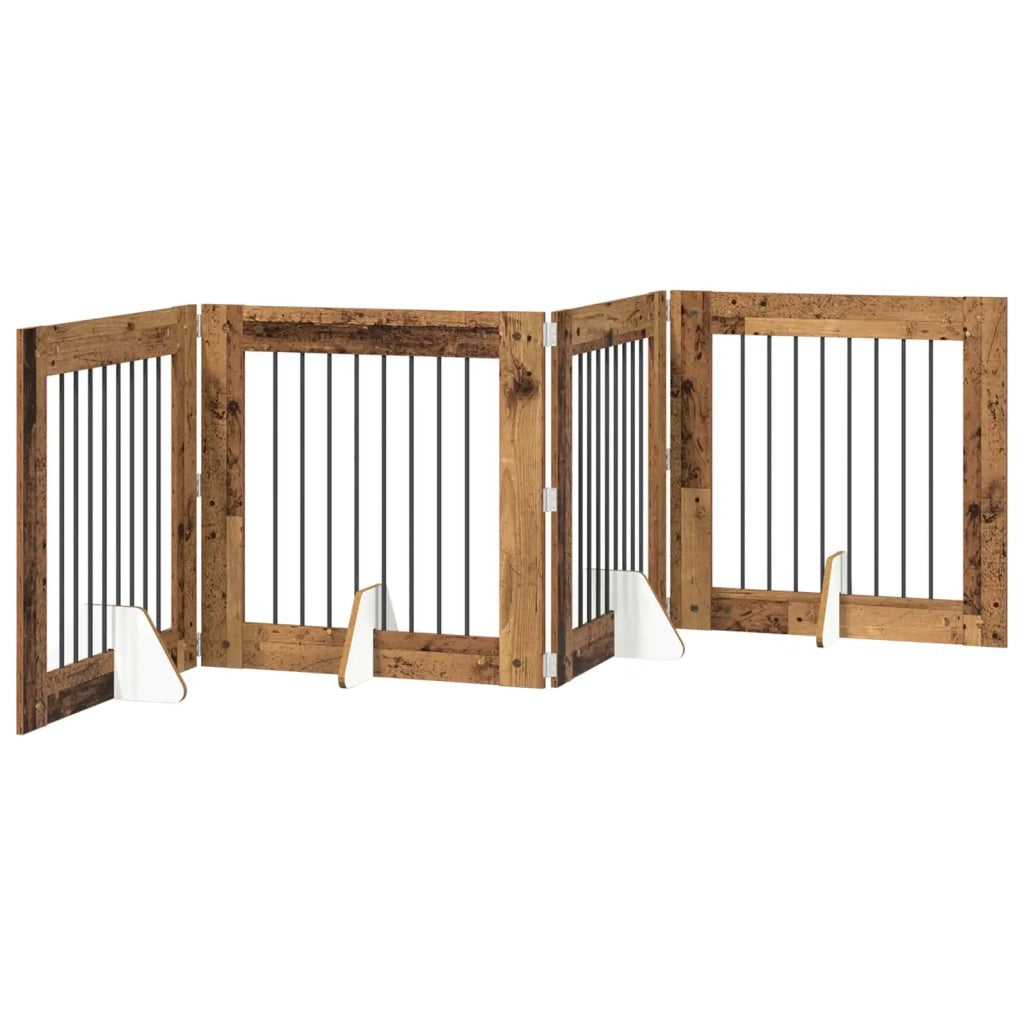 Cancello per cani con supporti 4 pz Legno antico 80 x 80 cm CFW7933744