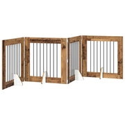 Cancello per cani con supporti 4 pz Legno antico 80 x 80 cm CFW7933744