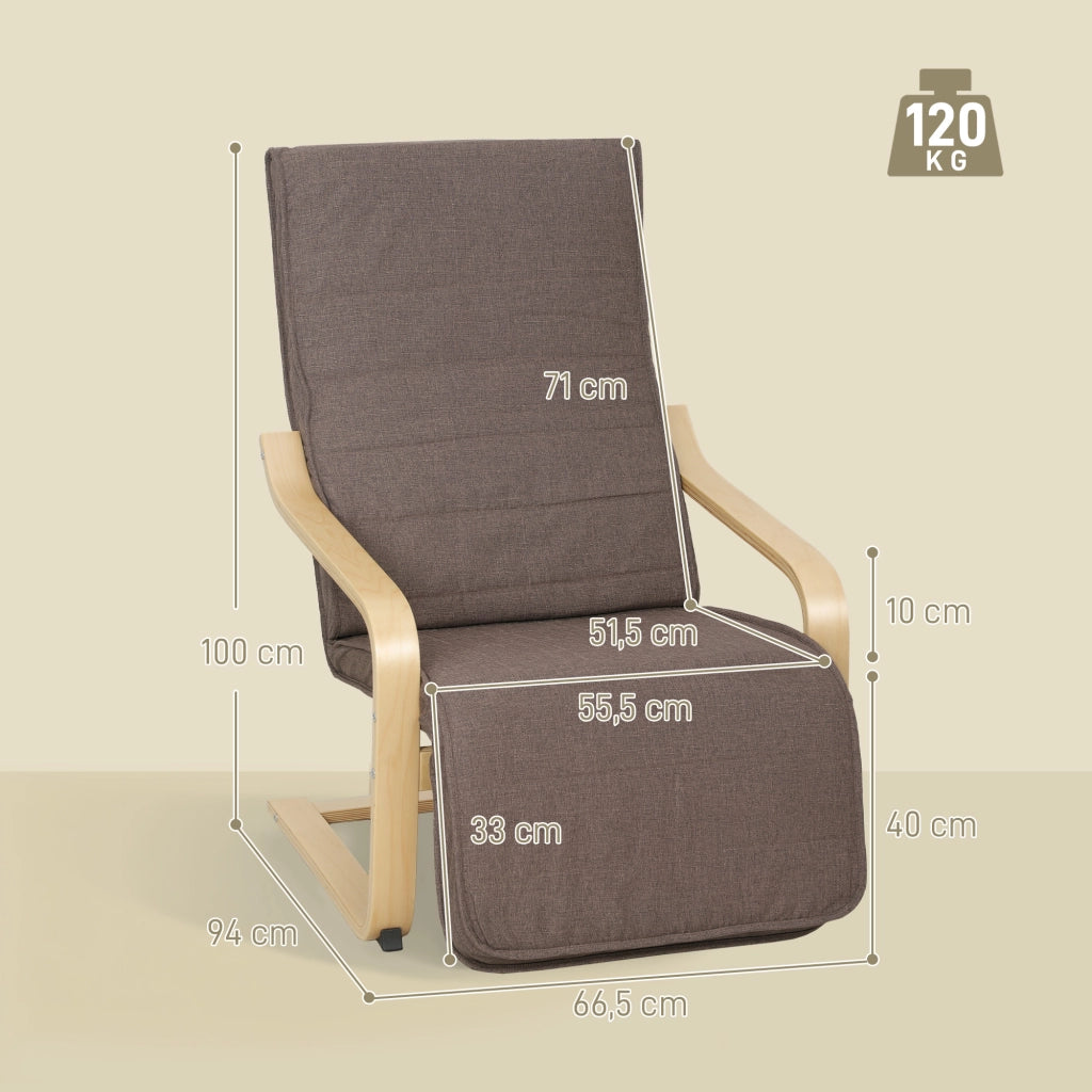 Poltrona con poggiapiedi regolabile ¨C zephmum ¨C 66.5x94x100 cm marrone