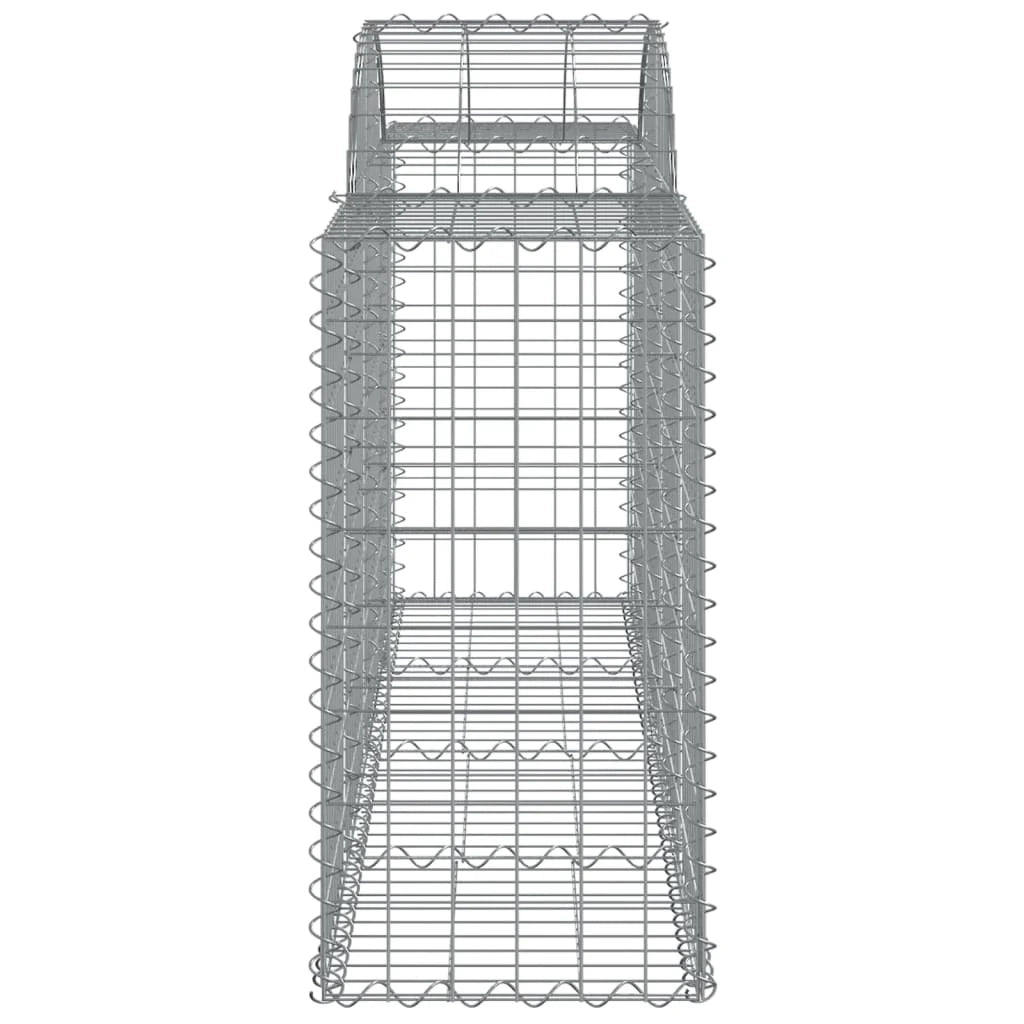 Cestini gabbioni recinzione a gabbia muro di contenimento ad arco 1 set da 2 200 x 50 x 80/100 cm ferro zincato argento 02_0040543