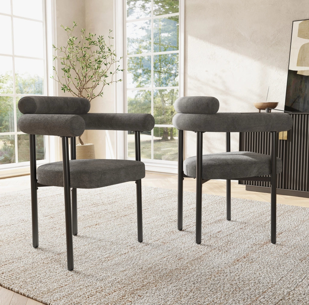 Sedia imbottita ergonomica con schienale avvolgente 70x62x84 cm; tessuto grigio scuro e ferro
