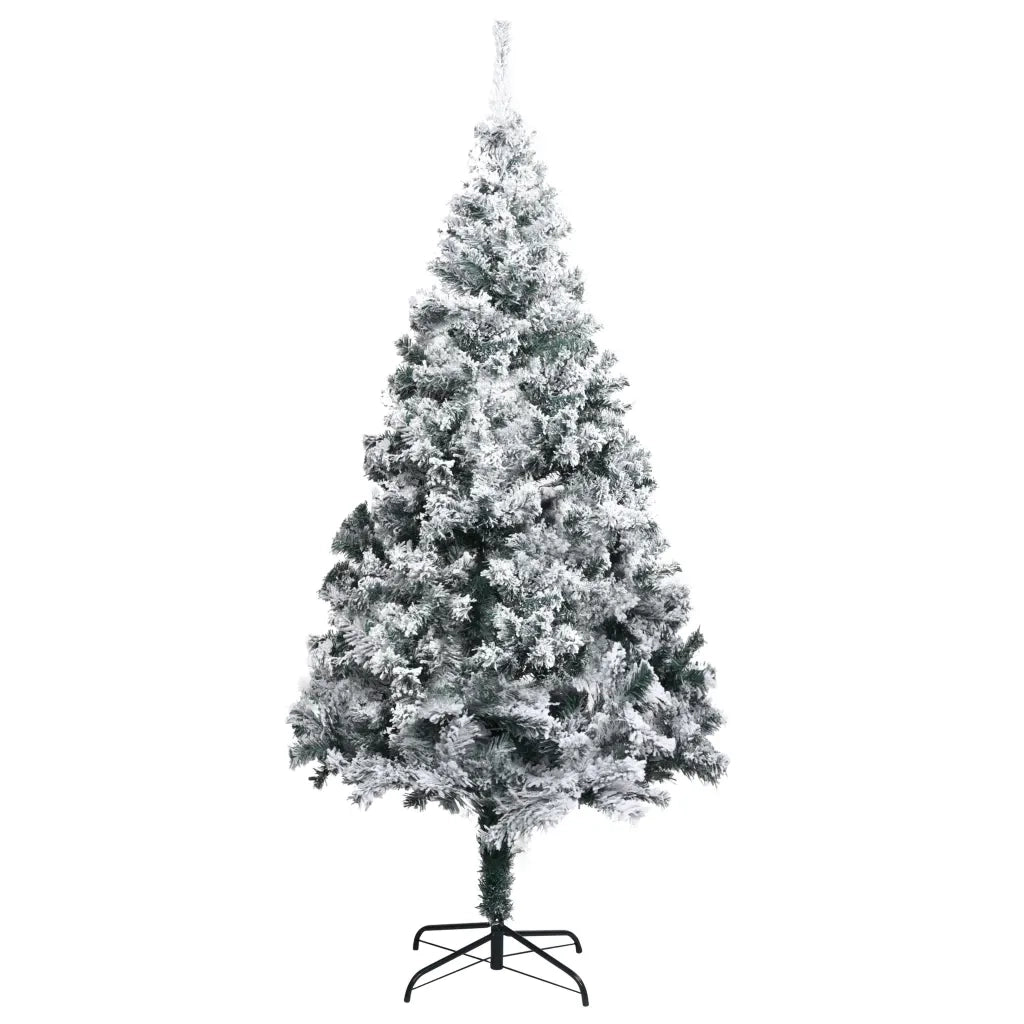 Albero di Natale Artificiale-Albero Natalizio con Neve Fioccata Verde 240 cm PVC