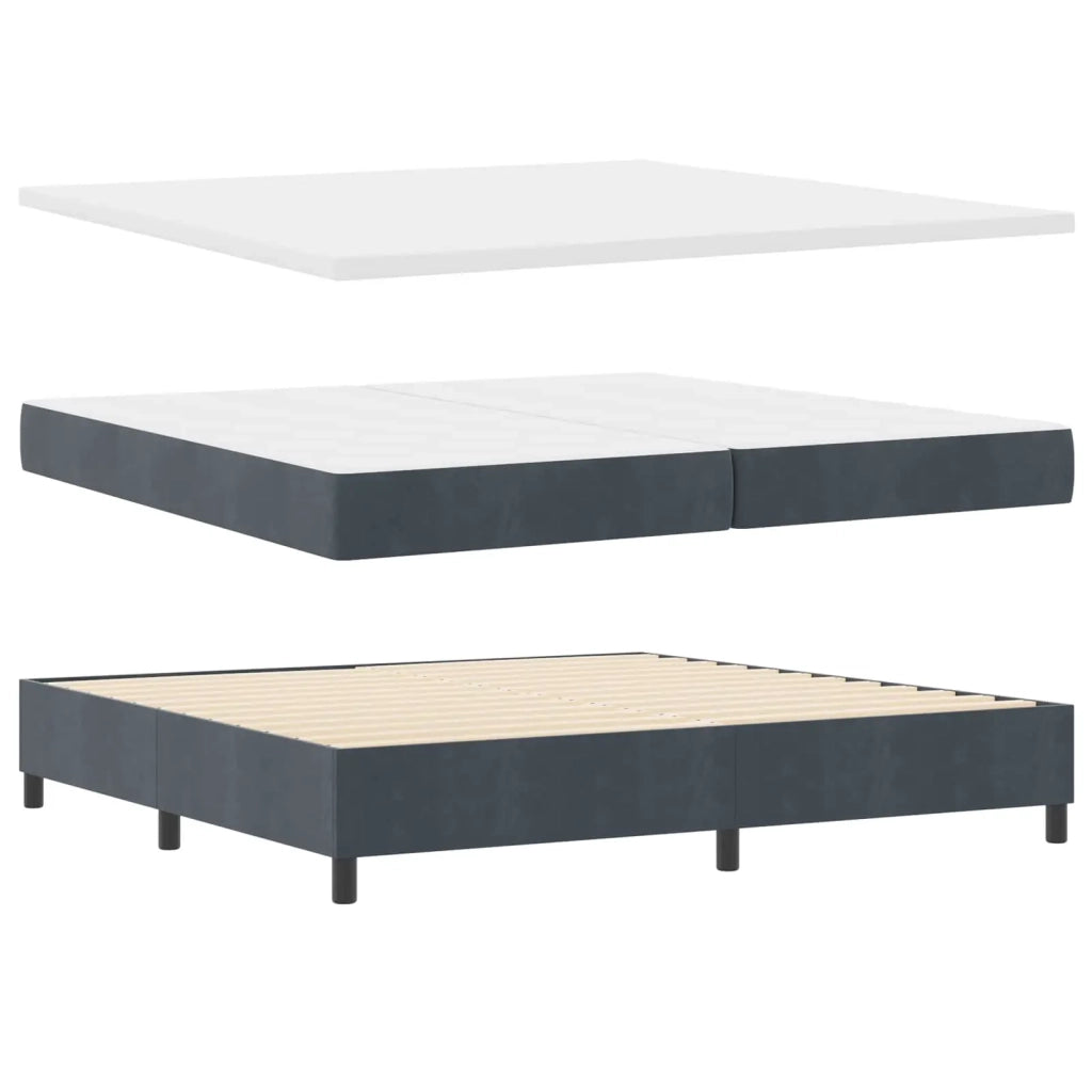 Letto a molle con testiera Grigio scuro 200 x 200 cm Velluto 3344601