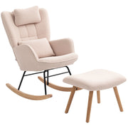 POLTRONA A DONDOLO CON POGGIAPIEDI, 70,5x101,5x99,5 cm, Poliestere Beige